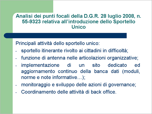 attività dello sportello unico